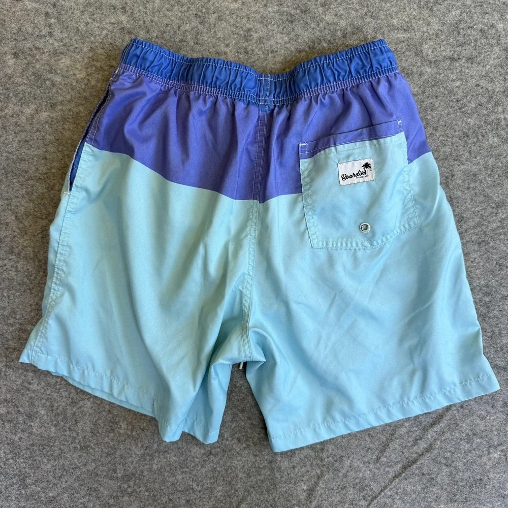 Boardies Swim Trunks Shorts Mens Medium Blue Colorblock Lined‎ Drawstring Surf